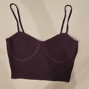 Signatue8 knitted purple tank top siz small